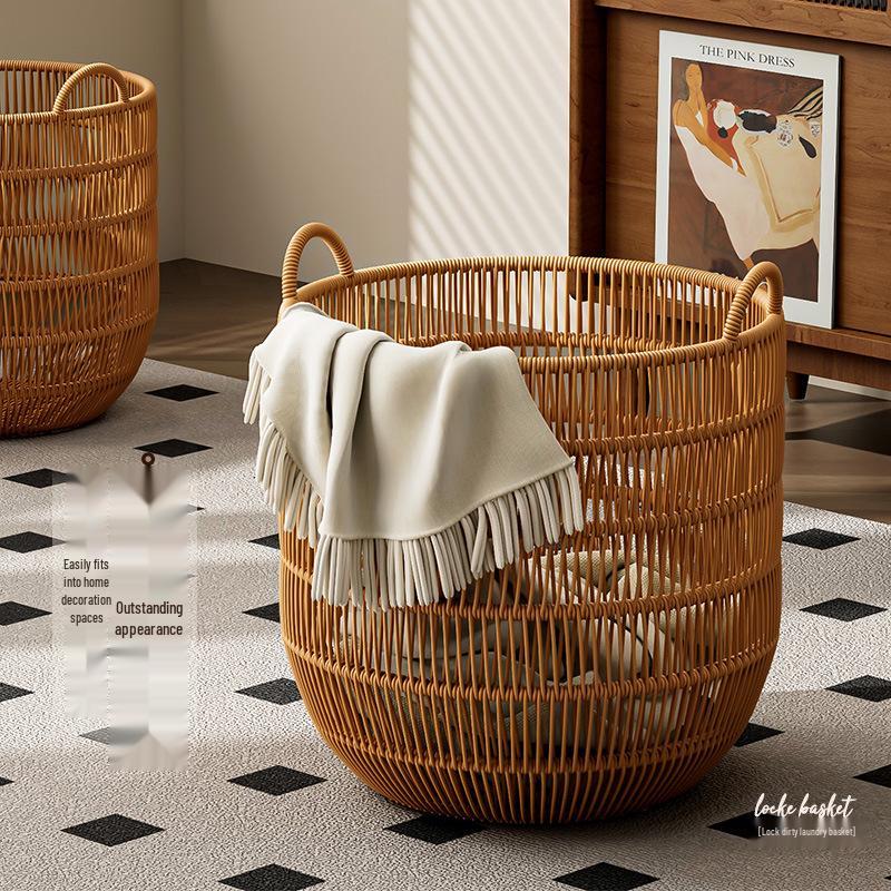 Waterproof Rattan-Style Large Laundry Hamper with Storage