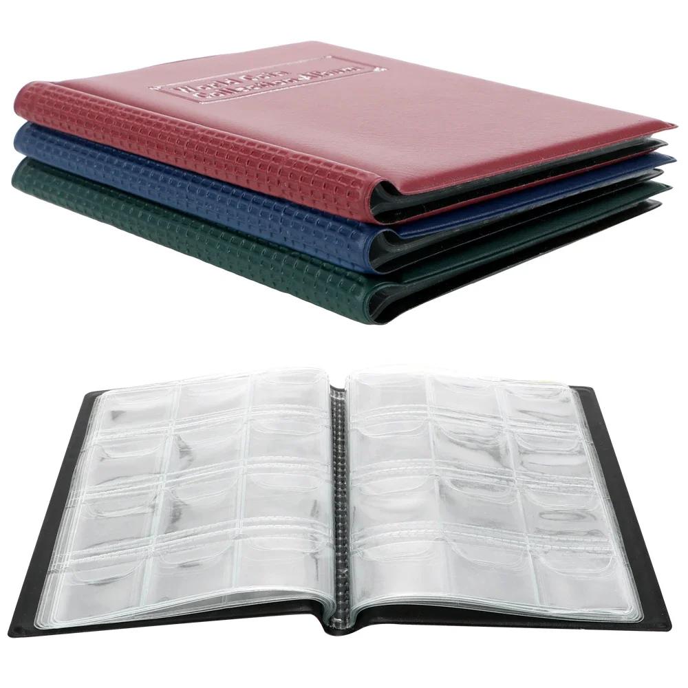 HWZXYXGS 120/60 Pockets Artificial PU Leather Coins Collection Album Book Collecting Money Organizer Storage Bags PVC Film