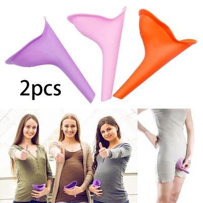 2Pcs Pee Trichter Für Frauen Stehen Pisse Weibliche Urinal Reise Femme Urinieren Gerät Tragbare Toilette Notfall Camping Silikon