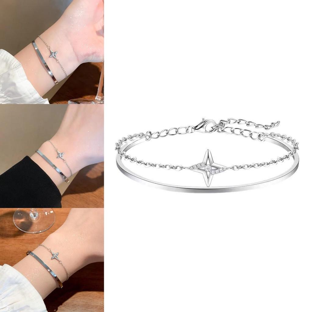 Chic Geometric Star Bracelet Womens Summer 2024 Trendy Double Layer Jewelry