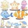 Under The Sea Party Decorations - 9PCS Sea Aniamls Wood Centerpieces for Tables Wooden Cute Turtle Whale Ocean Table Sign Centerpiece Decor Under The