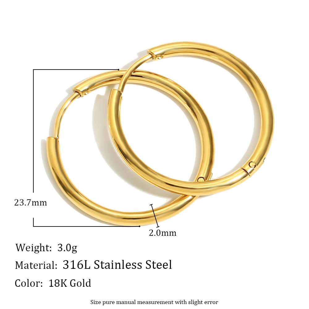 

E.B.belle New Minimalism Stainless Steel Woman Jewelry 14k Gold Plated Small Medium Large Size Loop Hoop Earrings for Women