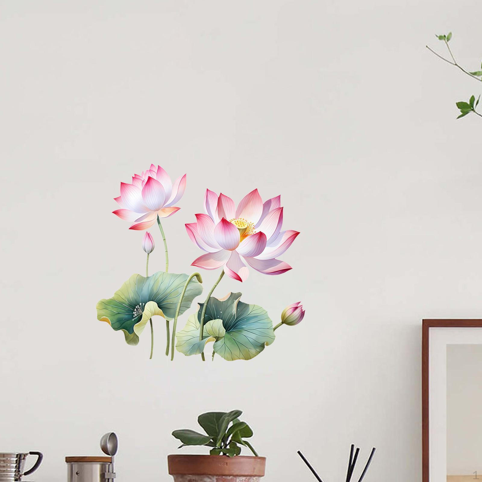 

Наклейка на стену в виде лотоса, аксессуары, цветы, съемная наклейка для двери кухни, спальни Style A