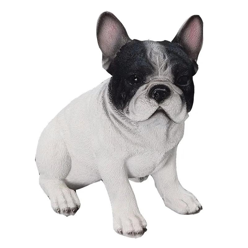Simulated Black & White French Bulldog Resin Figurine Ornaments Home Room Decoration Dog Puppy Animal Statue Cute Birthday Gifts