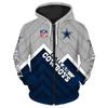 Herren Damen NFL Kapuzen-Reißverschluss-Sweatshirt Digitaldruck Lockerer Schnitt Freizeit-Sportbekleidung Alles