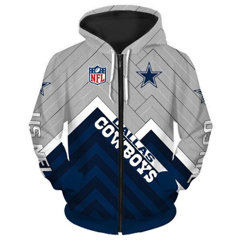 Herren Damen NFL Kapuzen-Reißverschluss-Sweatshirt Digitaldruck Lockerer Schnitt Freizeit-Sportbekleidung Alles