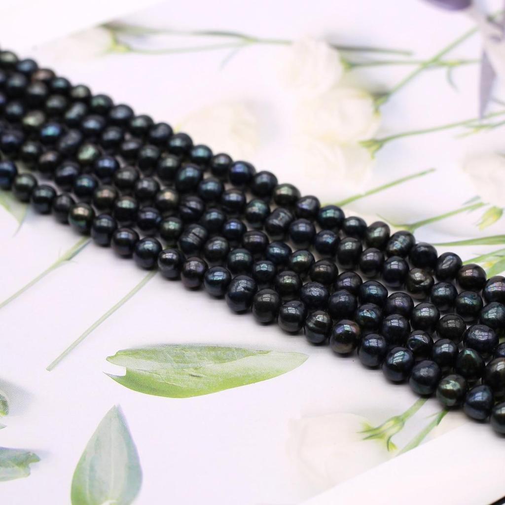 AA Sötvatten Svart Pärla Rund Isoleringspärlor 8-9 mm För Smyckestillverkning DIY Halsband Armband Örhängen Tillbehör