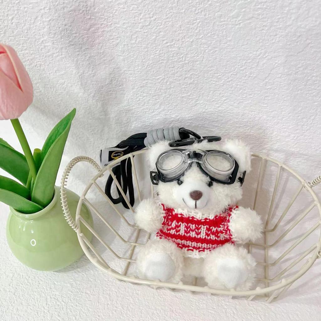 Kreslená klíčenka s pilotem pandou - Roztomilá plyšová hračka medvěd jako dárek pro studenty