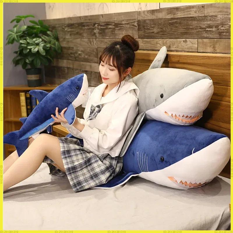 Giant Soft Cute Simulation Shark Plush Toy Stuffed Animal Doll Sleeping Pillow Cushion Birthday Gift For Children Girlfriend