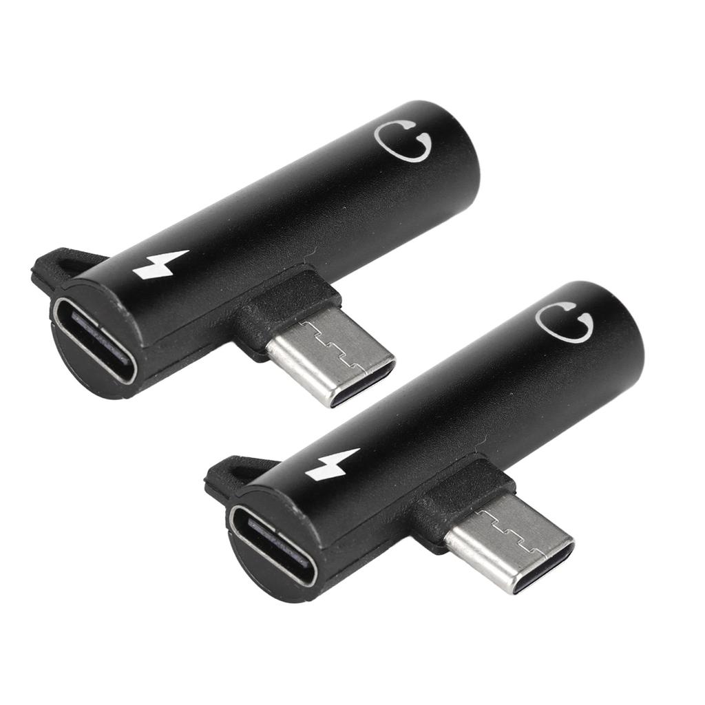 2PCS USB C to 3.5mm Audio Adapter 2 in 1 Audio Charging USB C to Audio Jack ABS USB C to AudioJack for Phone Tablet