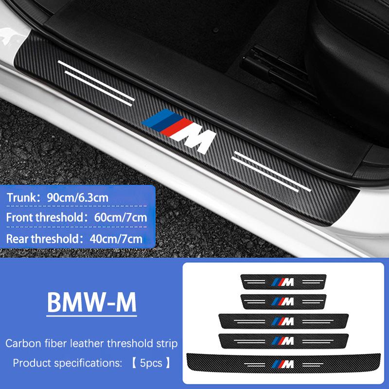 5/9Pcs Auto Door Sill Protective Strip PU Leather Stickes For BMW E46 E90 E60 F30 F10 E39 E36 F20 G20 G30 E92 E87 E91 X5 E70 F11 VM4