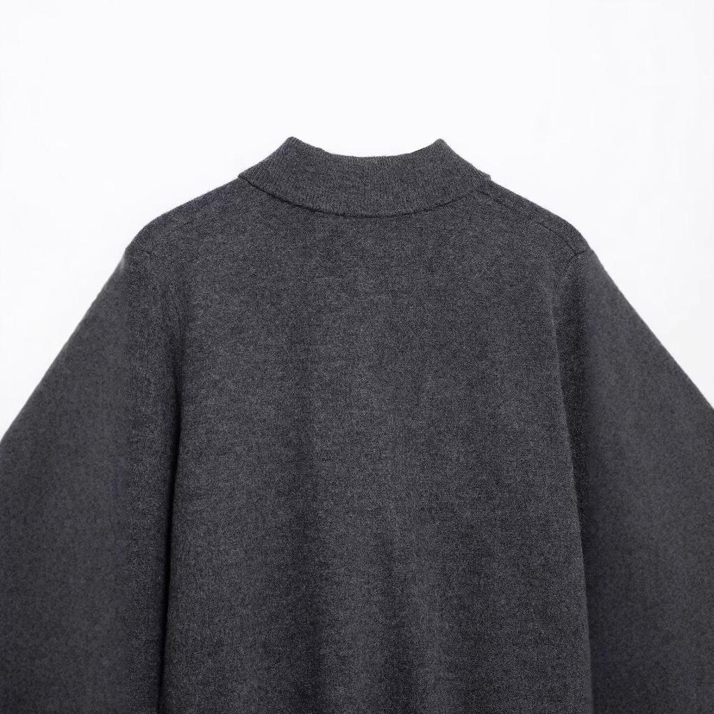 Women's Spring Polo Collar Single-Breasted Knit Cardigan Coat with Pockets