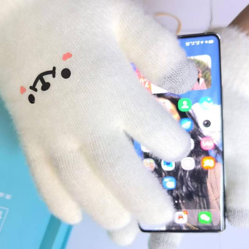 Winter velvet thickened student gloves women's winter cold protection and warmth cute smiley couple five-finger cotton gloves
