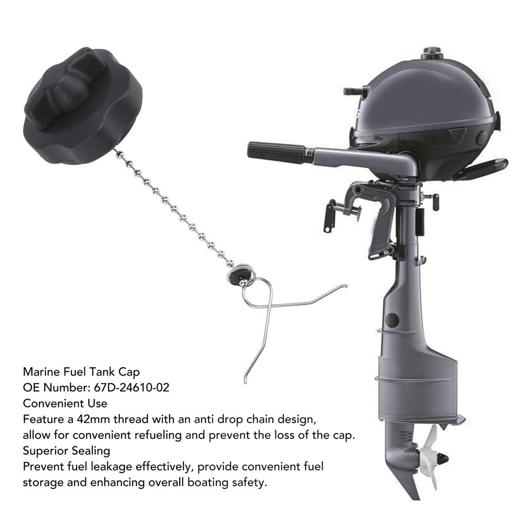 Marine Fuel Tank Cap 67D‑24610‑02 42mm Thread Excellent Sealing Boat Fuel Tank Cover Cap for Outboard F2.5 69M F4A F4M 68D