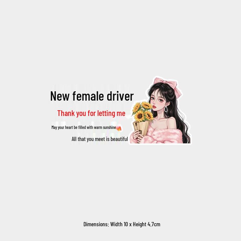 New Female Driver Fun Reflective Waterproof Car Stickers – Rear Windshield Sun Protection