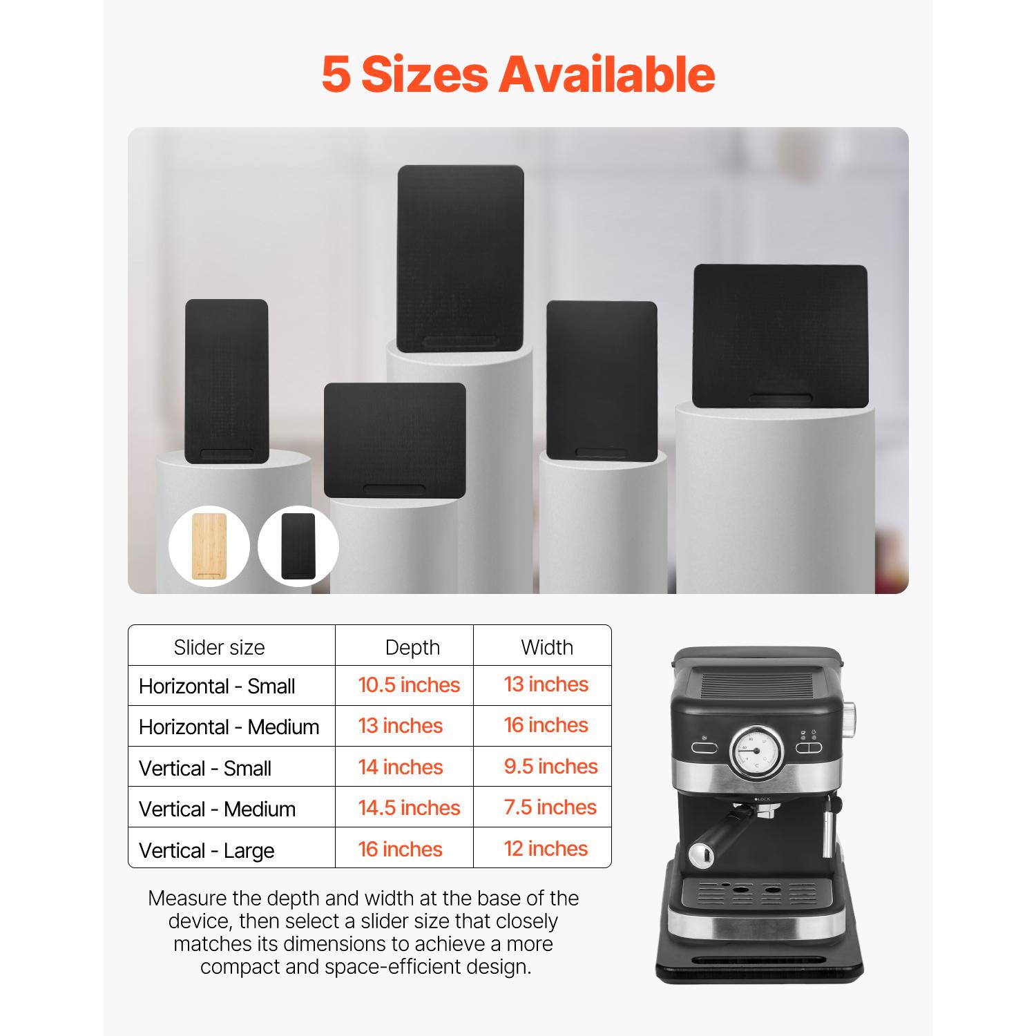 

SucceBuy Black Muti-Size Kitchen Appliance Sliding Tray Silent Wheels Below Cabinet Appliance Rolling Tray for Coffee Maker