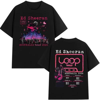 Ed Sheeran Loop Tour Australia 2026 Tour Tshirts Men Women Clothing Fashion Hip Hop Casual Pure Cotton T Shirts Streetwear