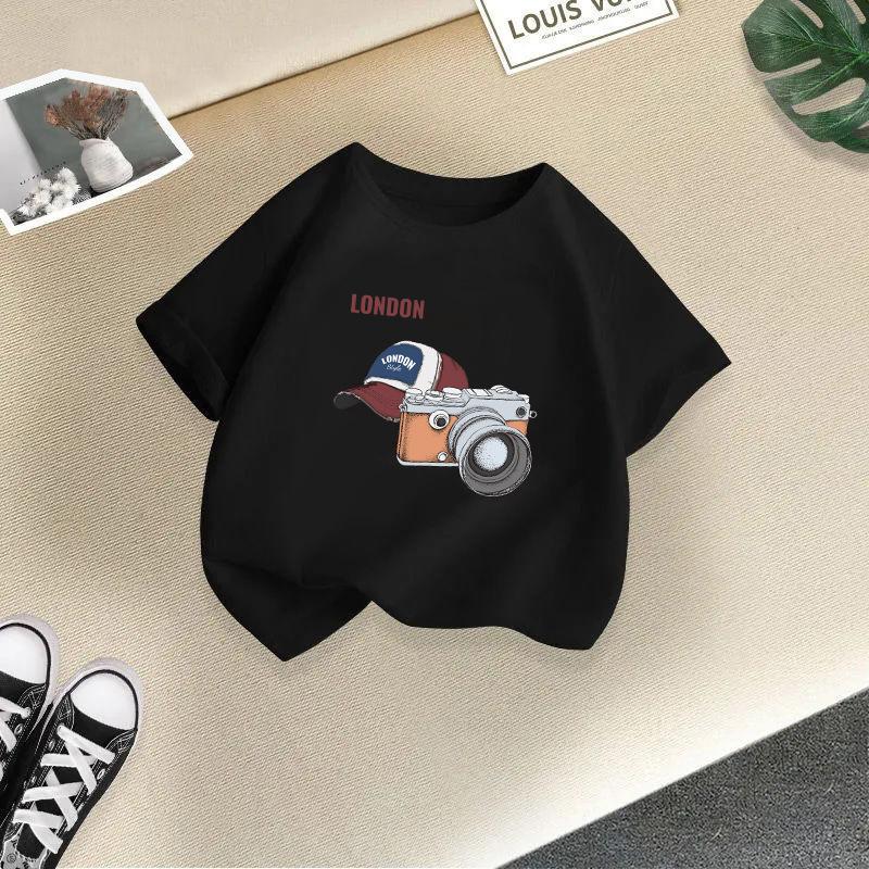 Kinder T-Shirt Rundhals Kurzarm T-Shirt Kinder 100% Baumwolle Kleidung 2-13J Auto bedrucktes T-Shirt