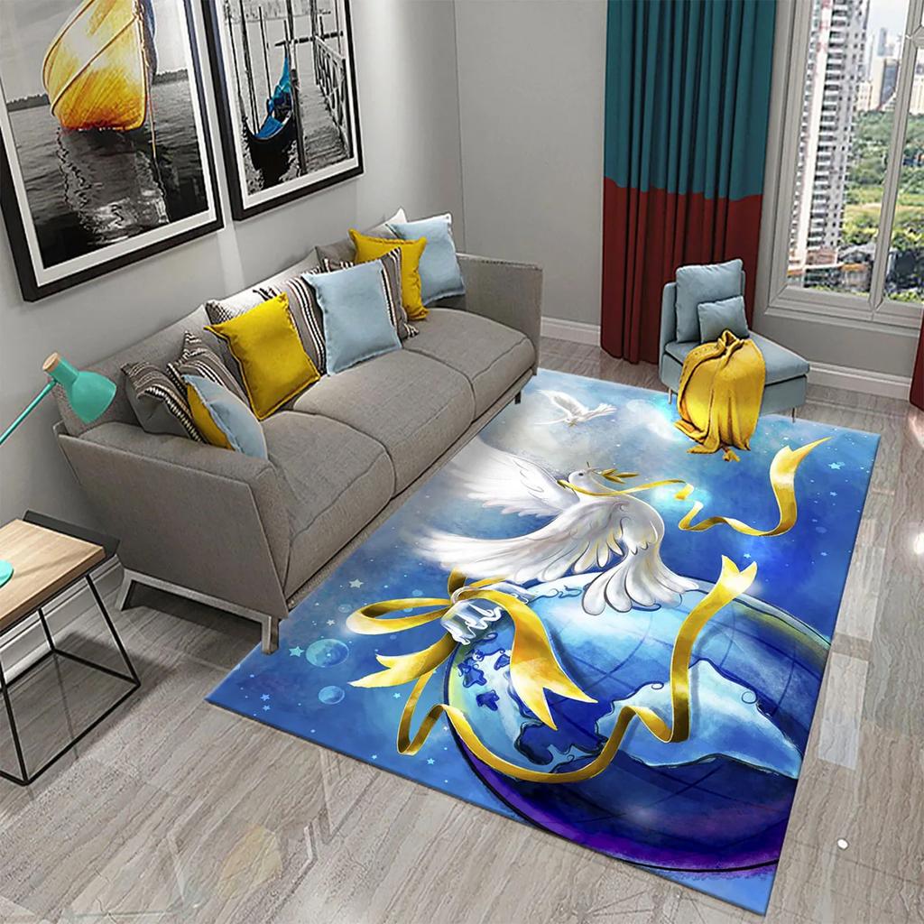 3D White Peace Pigeon Carpet Symbol of Peace Rugs for Bedroom Living Room Decor Floor Welcome Rugs Bathroom Door Non-Slip Rugs