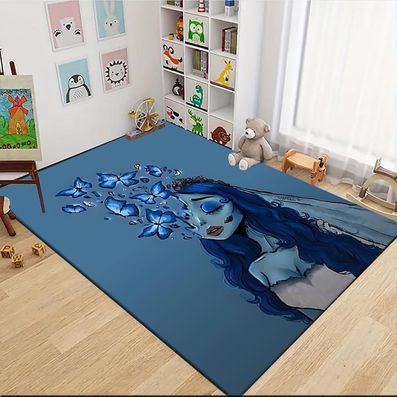 1Pc Blue Spirit Butterflies Carpet Rug Customizable Soft Washable Antislip Home Living Room Sofa Mats Personalized Rug 0917159