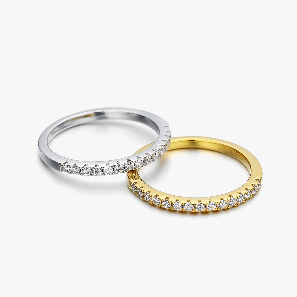 OEVAS 1.5MM Real Moissanite Band Ring White Gold S925 Silver for Women Sparkling Anniversary Gifts