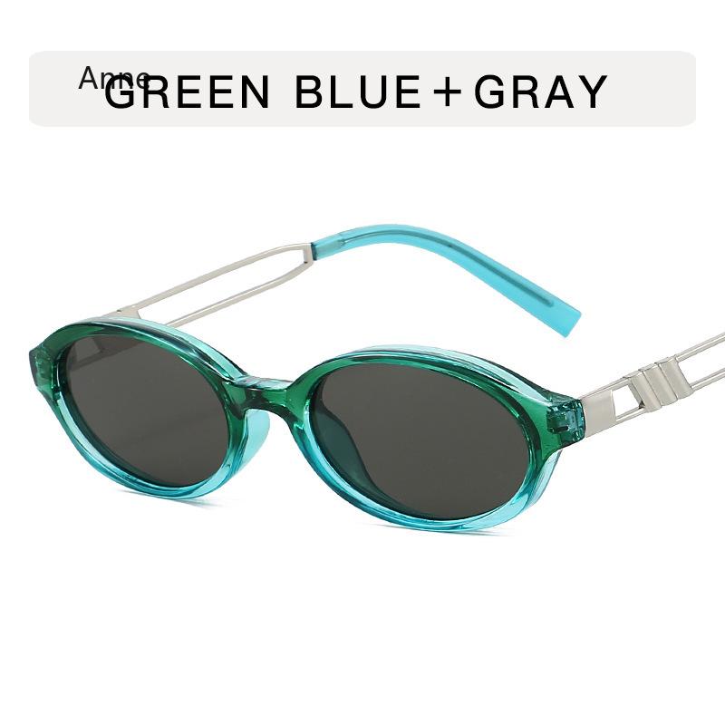 

Retro Small Oval Women Sunglasses Fashion Shades UV400 Men Punk Tea Green Sun Glasses Gafas De Sol