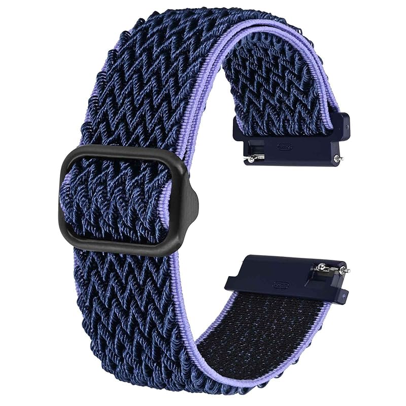 

[BISONSTRAP] watch band nylon watch belt 20mm Quick Release Stepless adjustment elastic replacement band blue