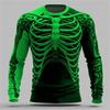 Mode Spier T-shirt Heren Gothic Lange Mouw T-shirt voor Heren Heren Lange Mouwen Halloween Schedel Print Cosplay Feest Kostuum