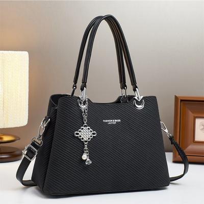 Yeni Makaron Moda El Çantası Çok Katmanlı Büyük Kapasiteli Tek Omuz Çantası Kanvas Dokulu Çapraz Askılı Çanta Kadın