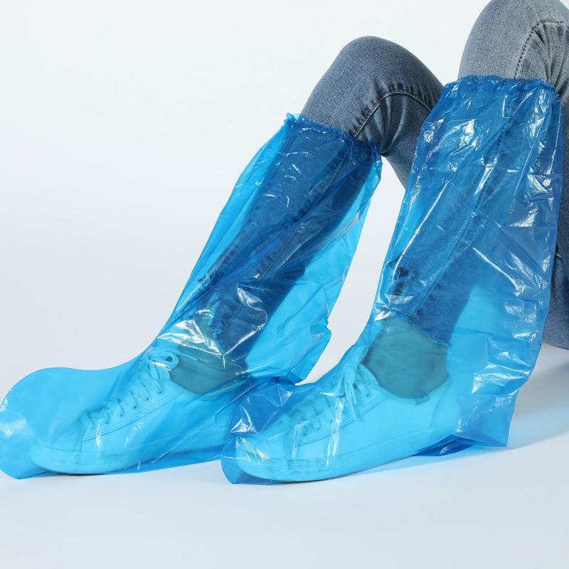 10Pairs Durable Waterproof Disposable Rain Shoe Covers High-Top Boot Waterproof and Pollution Prevention Anti-Slip PE Material