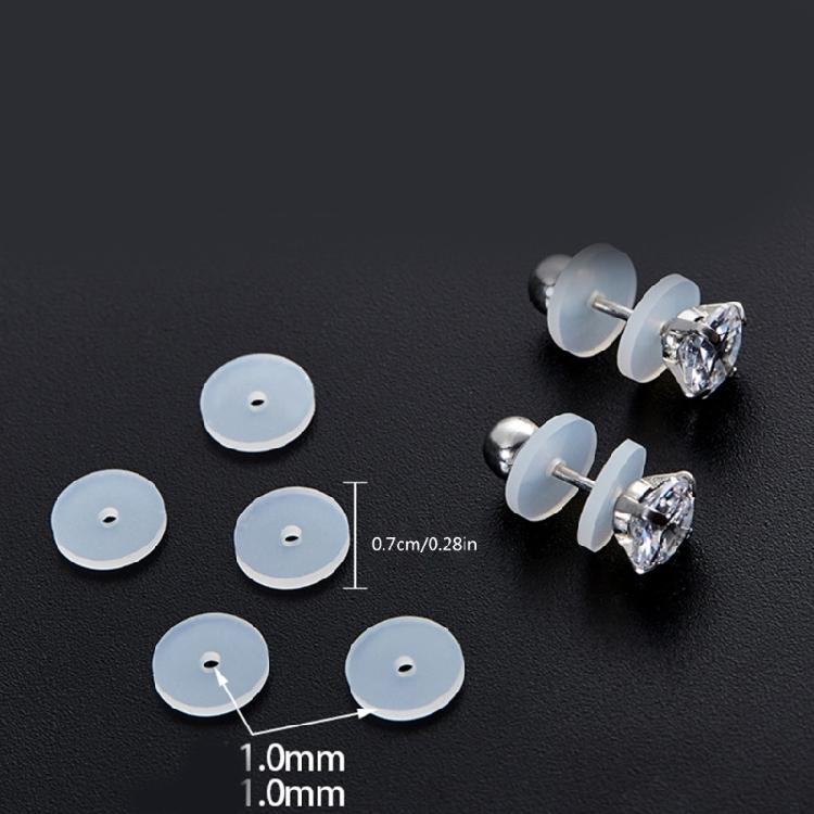 100pcs Clear Silicone Earring Stopper Earlobe Support Disc Pads Ear Closures Set