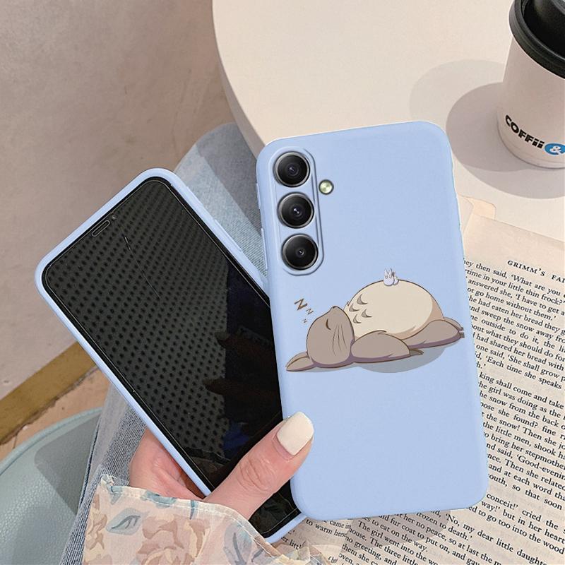 Roztomilý anime obal Totoro na telefon pro iPhone Samsung A55 S24 FE S25 M35 Xiaomi Redmi Note 13Pro 14C Huawei Honor Realme Nárazuvzdorný Kryt proti poškrábání Matný