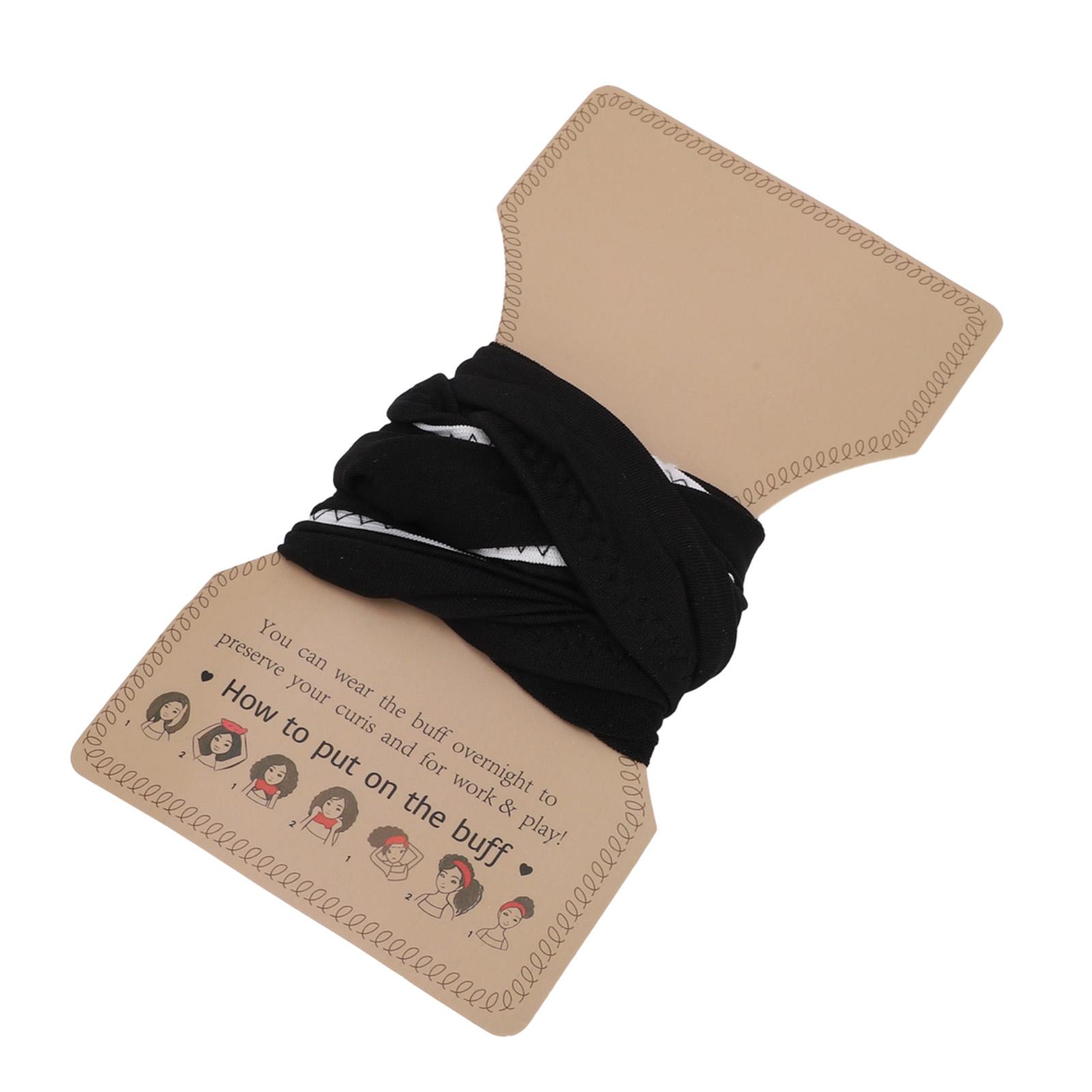 

Curly Hair Head Wrap Anti Frizz Wide Stretchy Fabric Headband for Thick Coily Braids Black