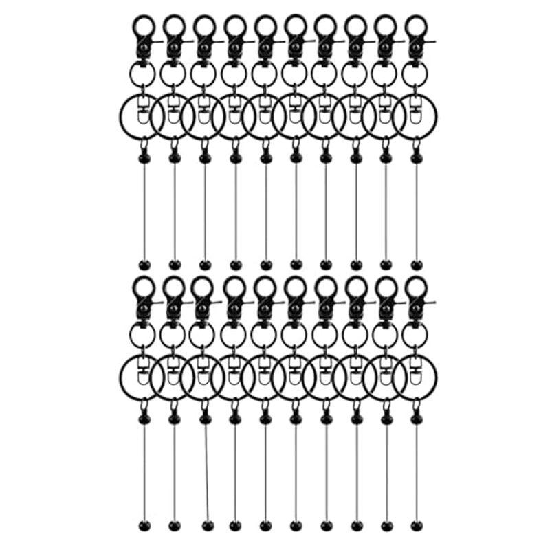Feb.20Pcs Beadable Keychains Bars-DIY Blank Beadable Keychains- Keychain Bars For Beads Keychain Making Kit чёрный