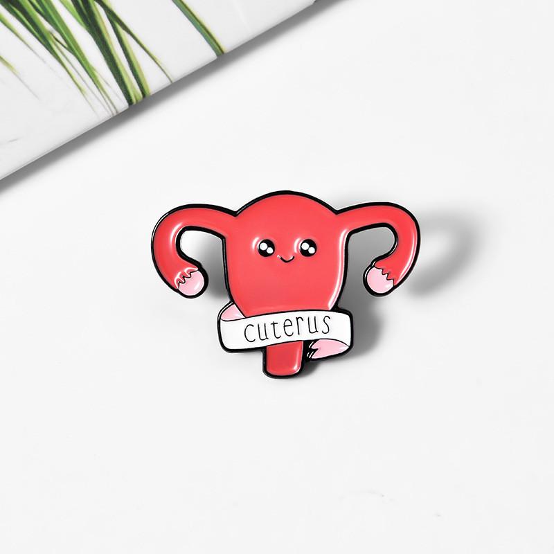 Unique Cartoon Uterus Shaped Alloy Brooch Creative Personalized Enamel Pin For All Genders