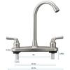RV Non-Metallic Kitchen Faucet Brushed Nickel Two Handle-8 in Main Body-High Arch-360 Swivel Replace for Motorhomes, Travel Trailers,Campers
