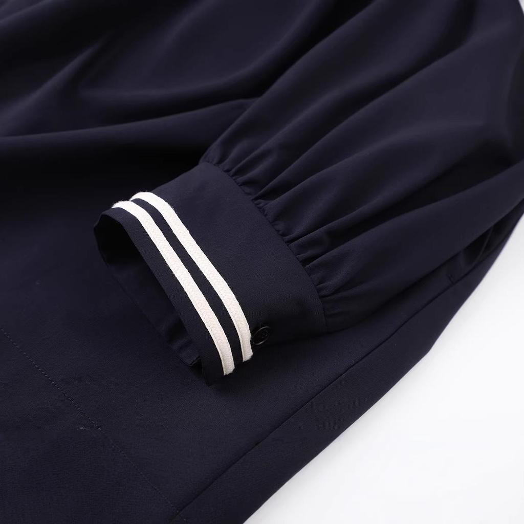 In Stock: 2026 Spring Women's Academy Style Sailor Collar Long Sleeve Shirt Dress