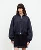 Coor Women Peached Cotton Crop Bomber (Dark Navy)