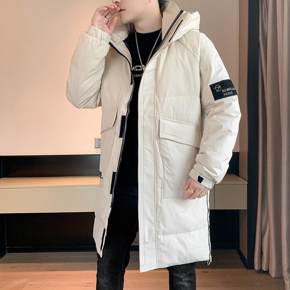 Medium and long down jacket men's winter, pie overcome thickened warm and cold jacket