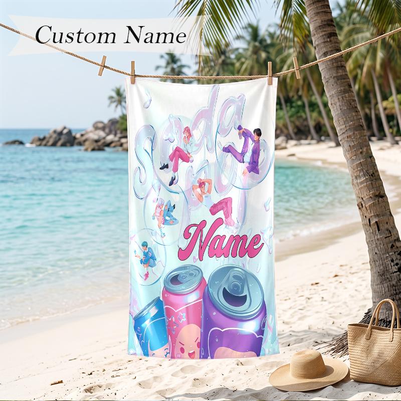 SAJA BOYS Custom Name Printed Beach Towel Personalized Soft Towel For Swimming Beach Travel