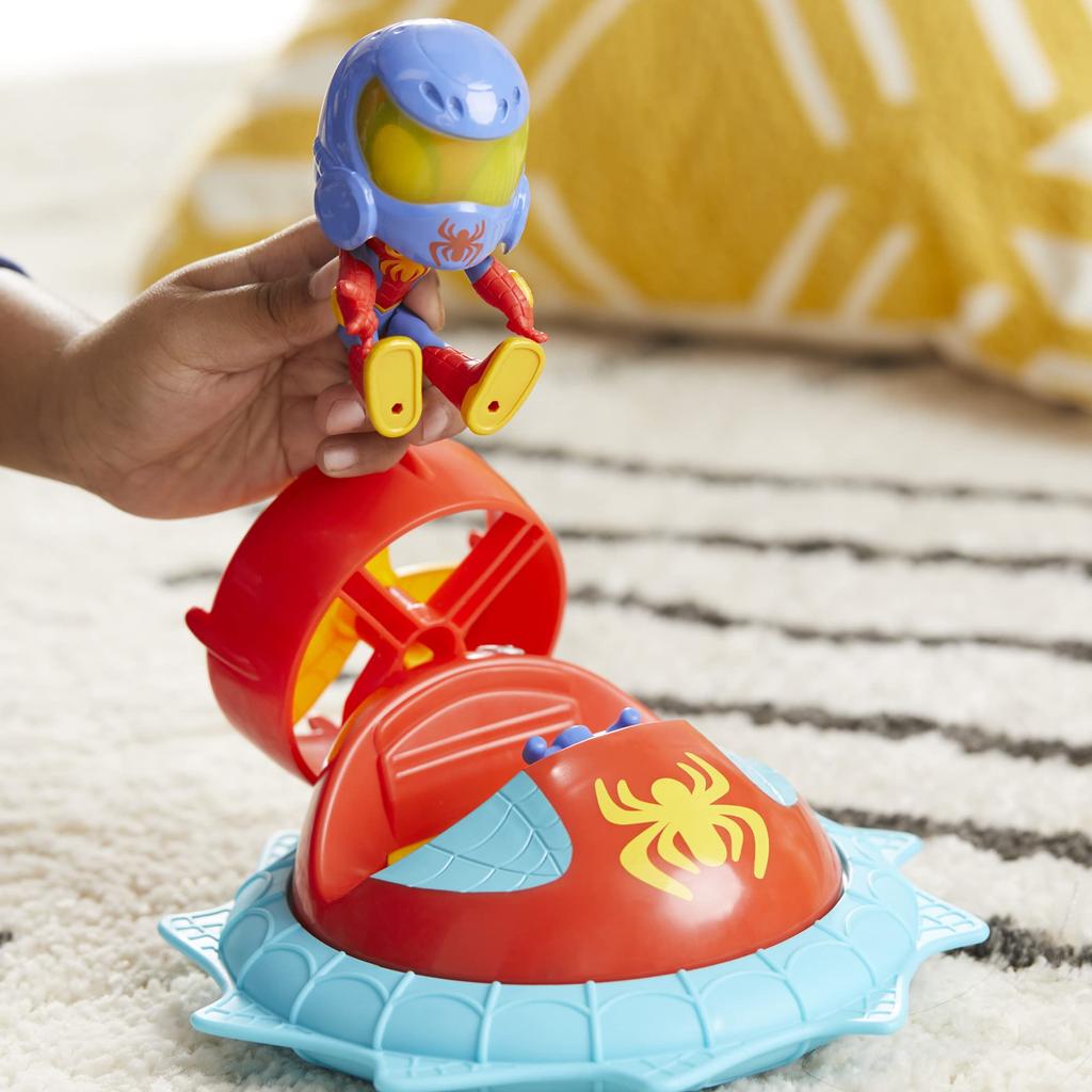 Marvel Spidey and his amazing friends: Spidey with Hover Spinner, Web Spinner, Vehicle and Accessories, 4-inch (10 cm) Action Figure, Ages 3+, F7252,