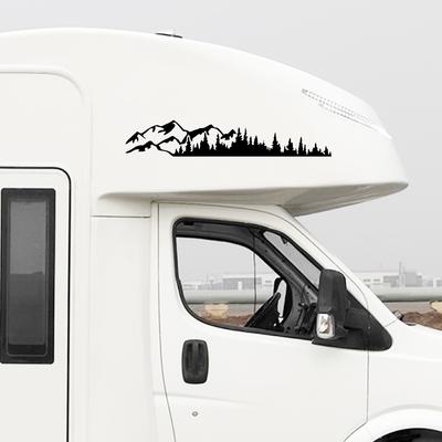 Autocollant Graphique Montagne Arbres Style Van Camping-car Côté Carrosserie Décoration Autocollant Motorhome RV Décoration Vinyle Accessoires Tuning Auto