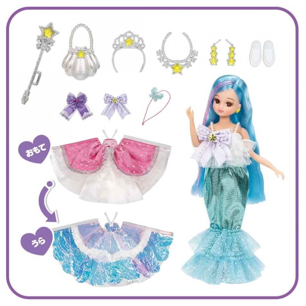 TAKARA TOMY Licca-chan Dream Fantasy Triple Change Mermaid Princess Dress-up Toy for Ages 3 and Up