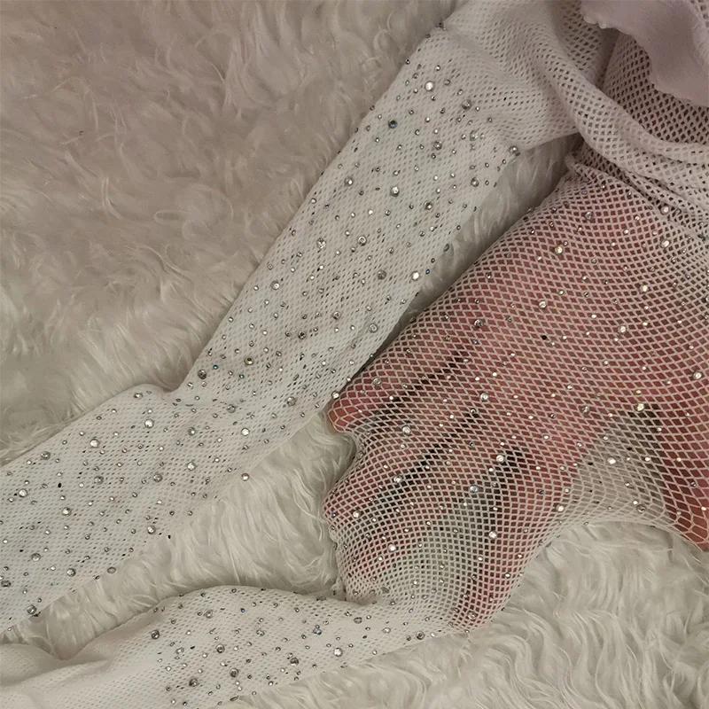Dames Netpanty met Diamanten Glanzend Sexy Mode Glitterend Net Strak Dames Slank Strass Mesh Nylon Flash Kous One Size