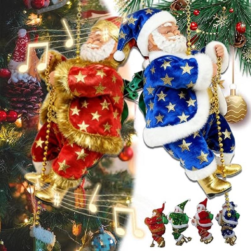 Jultomten Musikalisk Klättrande Rep 3 Klätthastigheter Musikstyrbar Elektrisk Klättrande Jultomte på Rep för Festlig Atmosfär