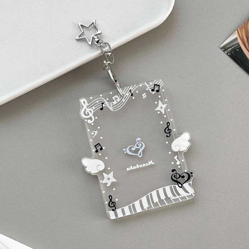 Angel Piano Themed 3 Inch Photocard Holder Acrylic Hard Card Sleeve Scratch Resistant Protector for Idol Card Collection