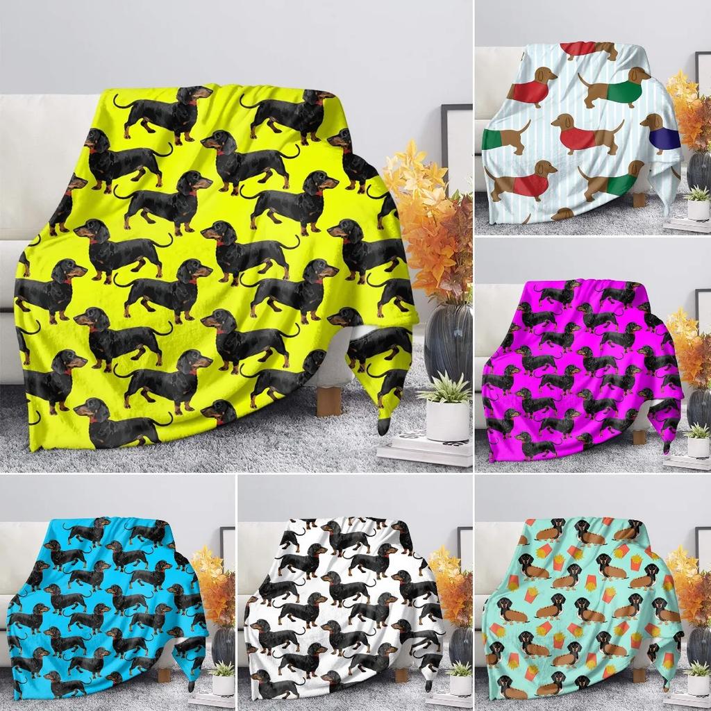 Dachshund Blanket Fluffy Soft Warm Sausage Dog Throw Blankets for Bed Sofa Lightweight Plush Sheet Bedspread Flannel Cozy Cover
