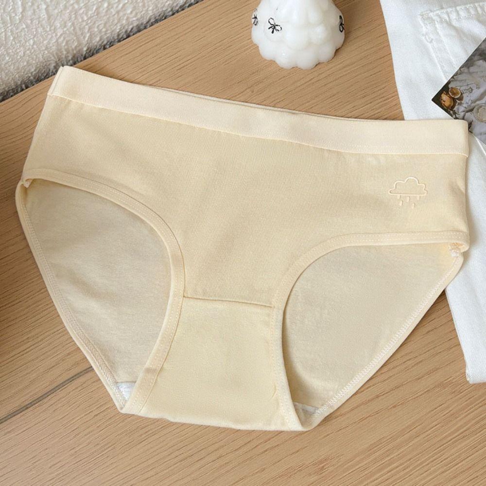 5Pcs Mid Waist Solid Color Panties Cotton Crotch Underwear for Women Fashion Seamless Briefs  Girl