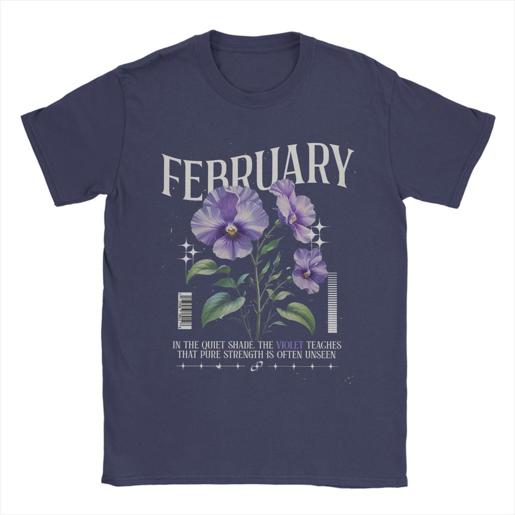 Birthflowers February Violet Birthflower Men's T Shirts  Amazing Tee Shirt Short Sleeve Crewneck T-Shirts Cotton Printed Clothes
