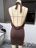 2026 European American Style Sleeveless Backless Halter Bodycon Dress - Sexy Strappy Women's Summer Fashion